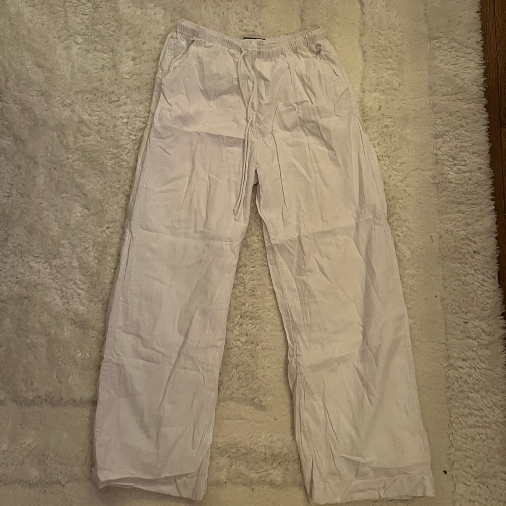 A & F White Linen Pants